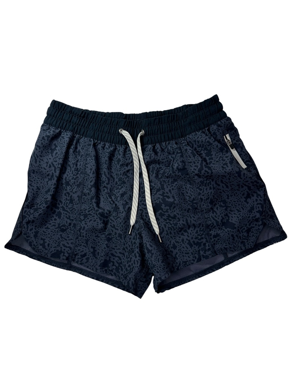 Vuori Women’s Performance Running Shorts M Blue Animal Print